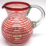 Ruby Red Spiral 120 oz Pitcher and 6 Drinking Glasses set